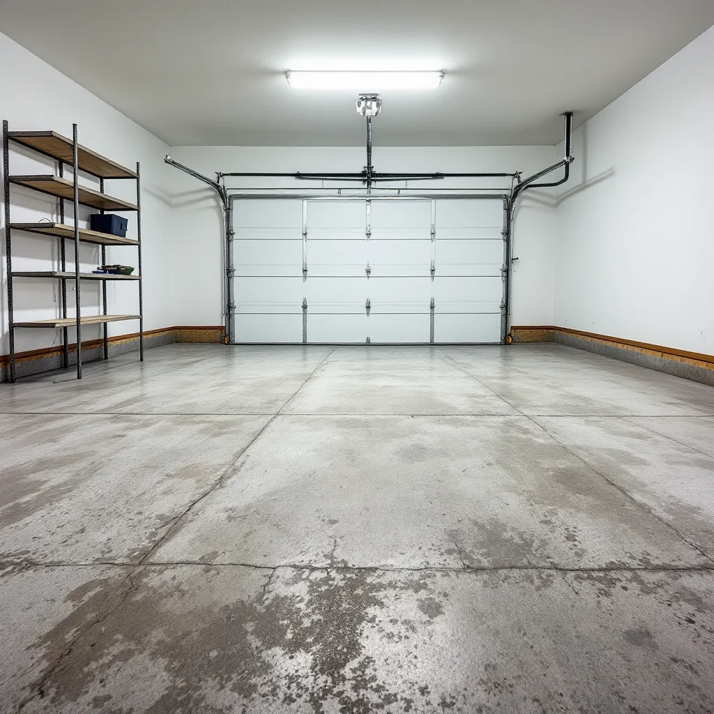 Before: Worn concrete garage floor